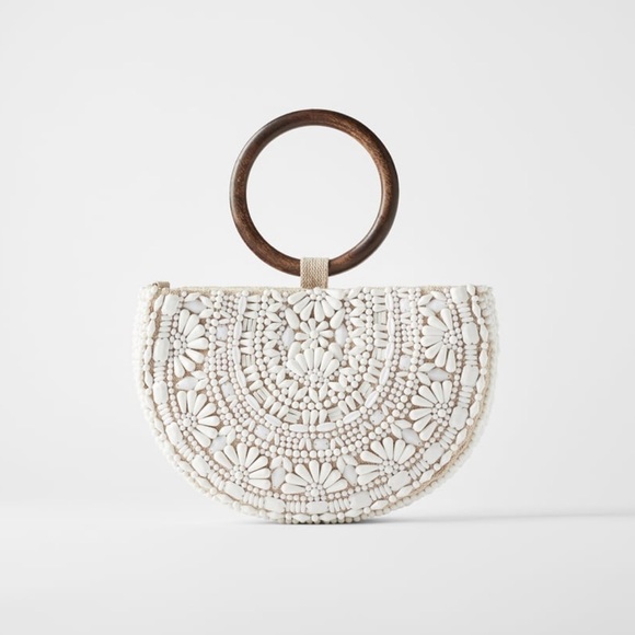 Zara Bags | Zara Natural White Beaded 